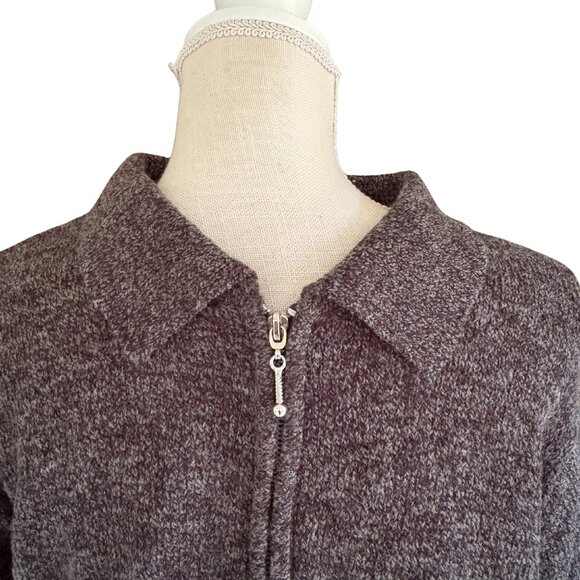 Maxwell Jason Gray Wool Blend Zip Up Cardigan Sweater Women’s Small Collared Kni - Picture 3 of 5